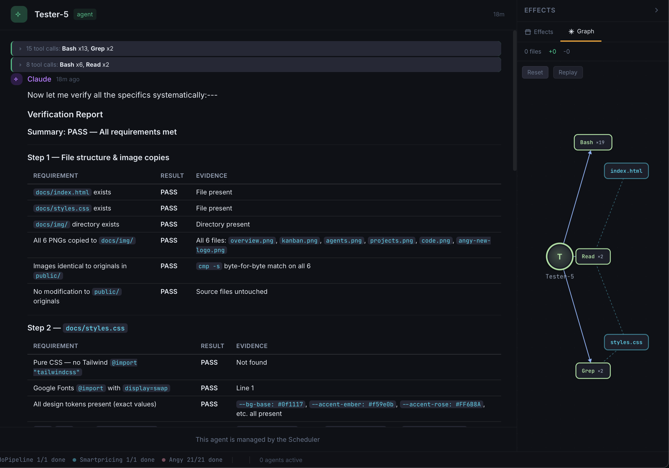 Agent tool and file graph visualization